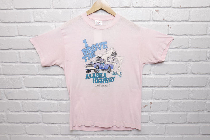Alaska Highway Vintage Distressed Tourist T Shirt 80s Large