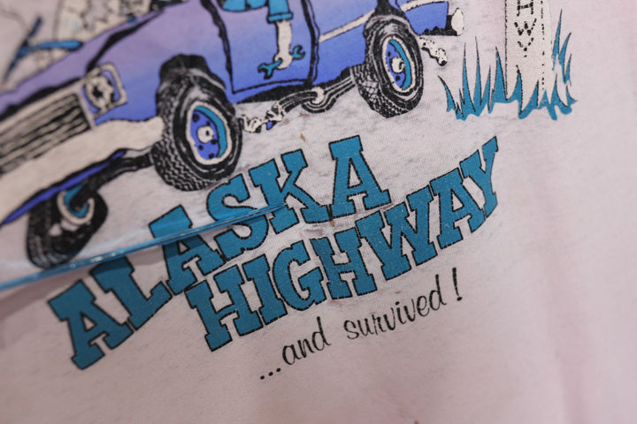 Alaska Highway Vintage Distressed Tourist T Shirt 80s Large