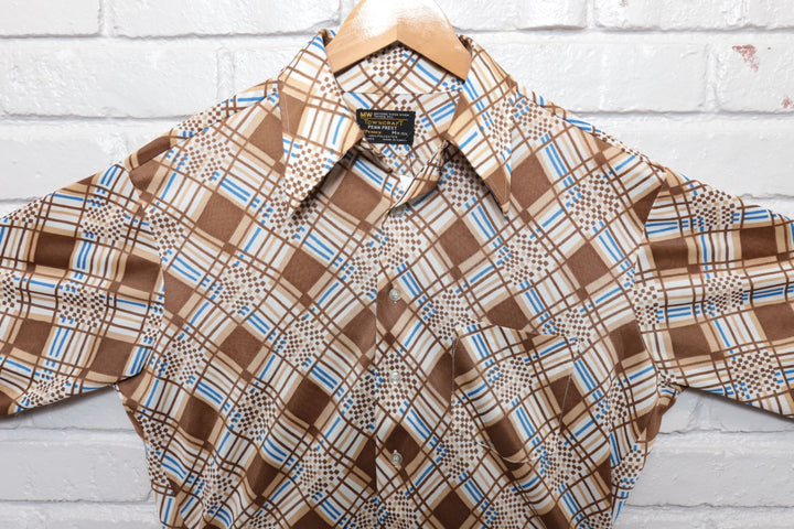 Penneys Disco Vintage Plaid Shirt Medium 70s