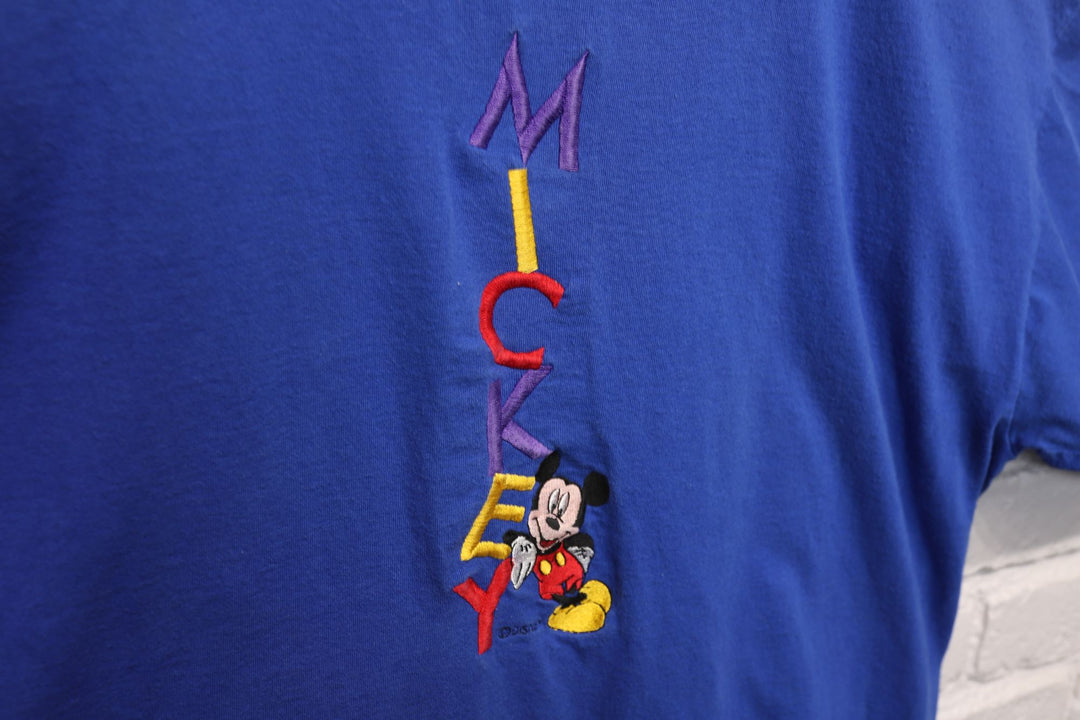 90s Vintage Disney Mickey Mouse Embroidered T Shirt Size XL