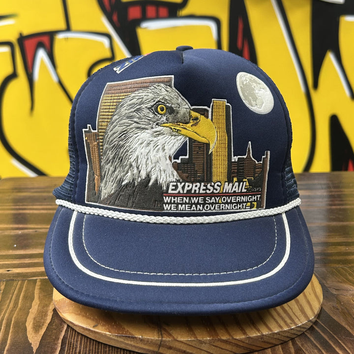 USPS Express Mail Vintage Eagle Snapback Trucker Hat 80s