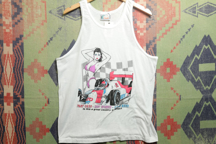 Fast Cars Hot Women Vintage Tank Top Large 90s