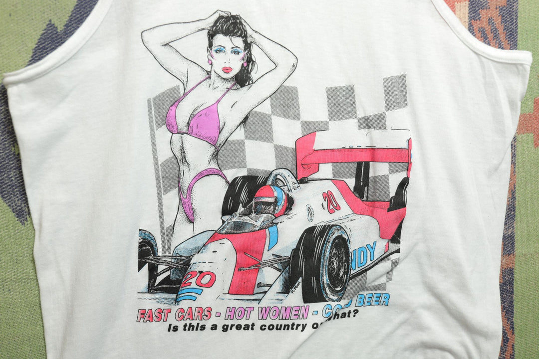 Fast Cars Hot Women Vintage Tank Top Large 90s
