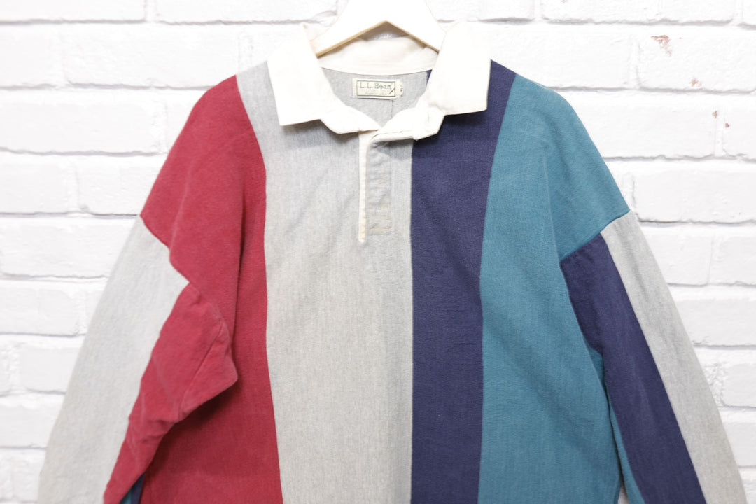 LL Bean Vintage Rugby Polo Shirt XL 90s