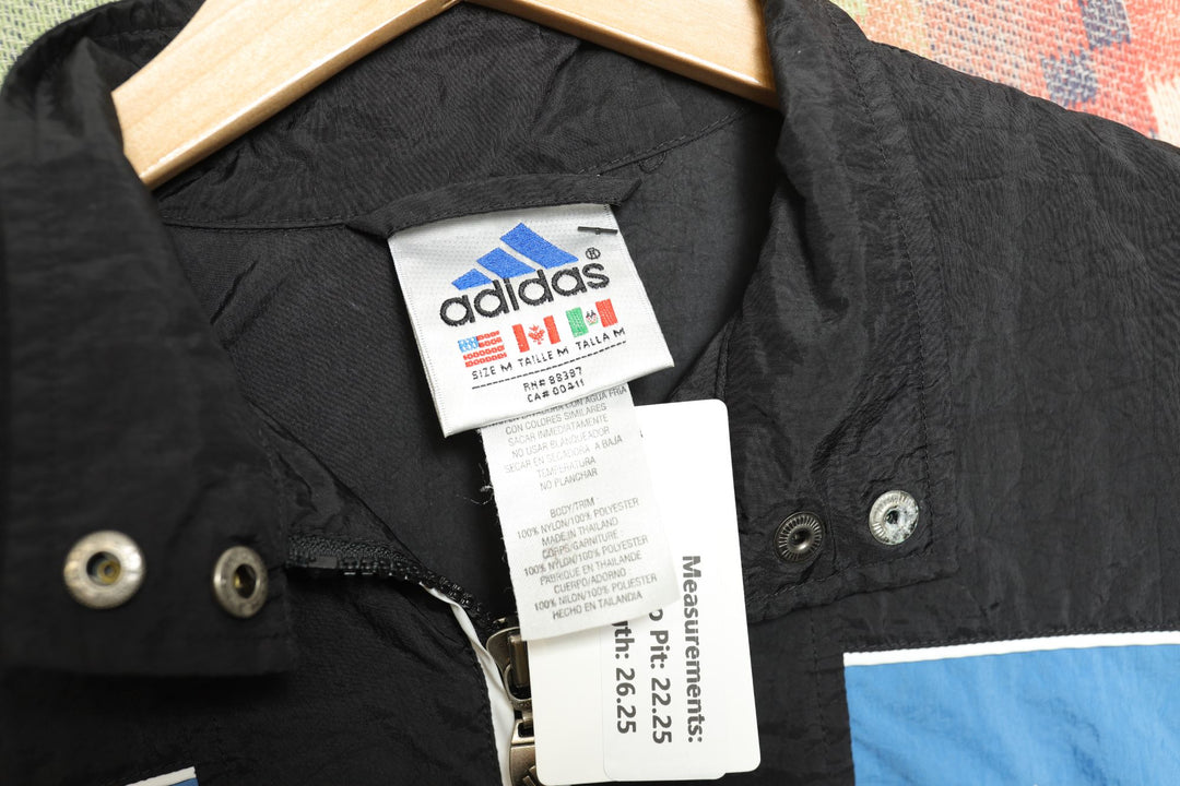 Adidas Vintage Black and Blue Windbreaker Jacket Medium 90s