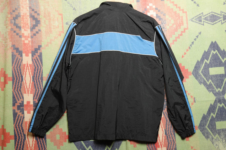 Adidas Vintage Black and Blue Windbreaker Jacket Medium 90s