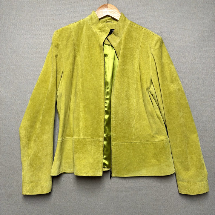 Broken Zipper Y2K Green Leather Jacket Size Large