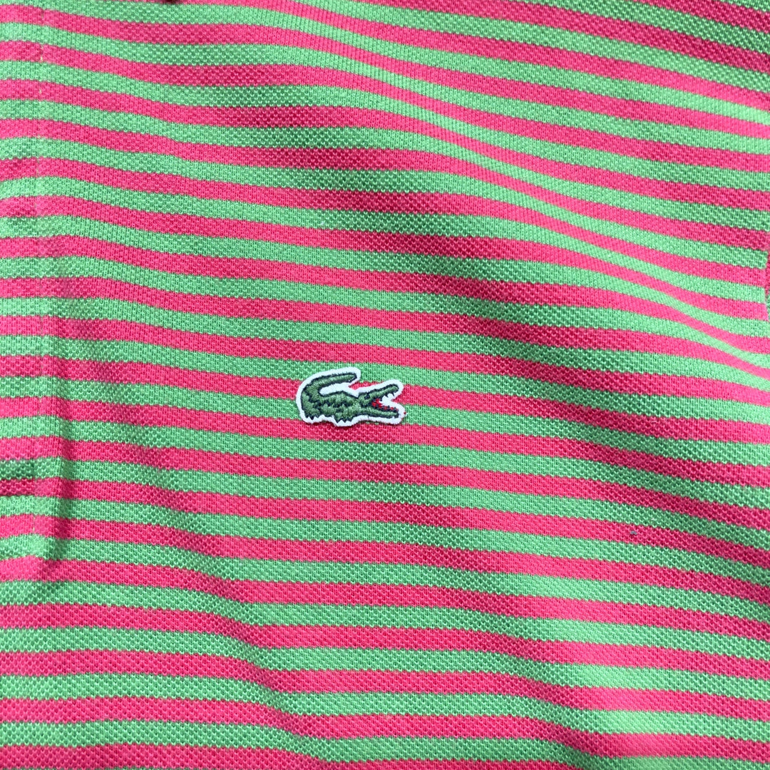 Lacoste Green and Pink Striped polo Shirt Size 5 Large