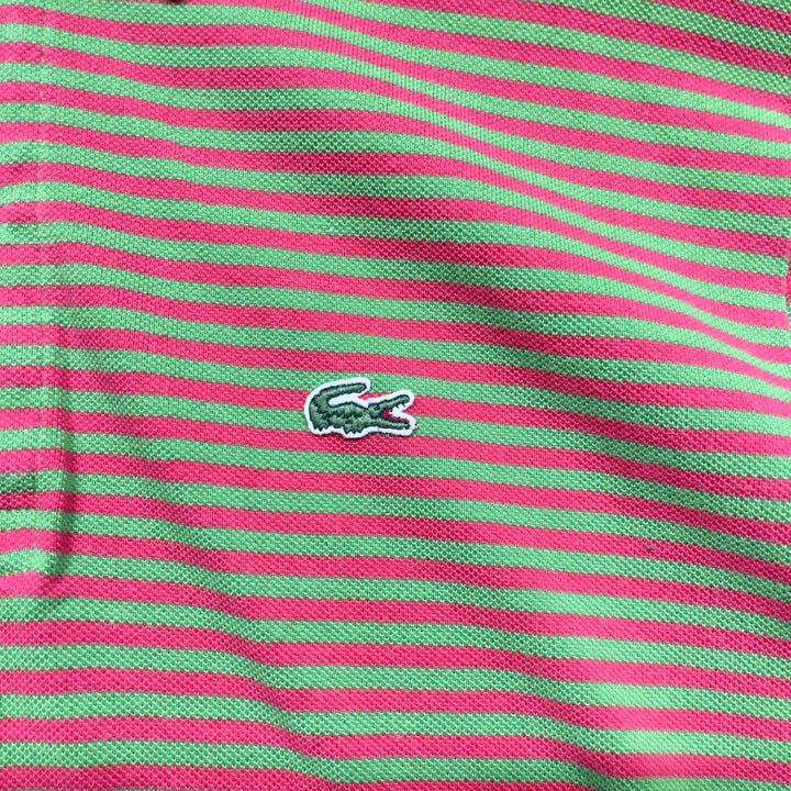 Lacoste Green and Pink Striped polo Shirt Size 5 Large