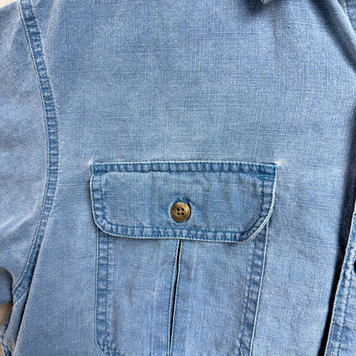 Vintage Red Head Blue button Down shirt Size Large