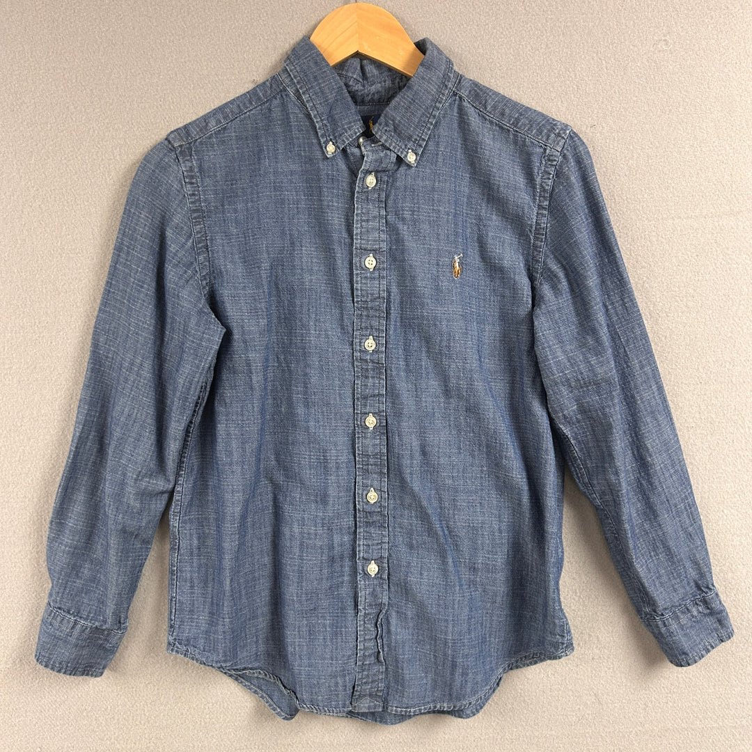 Polo Ralph Lauren Chambray Denim Kids Button Down Shirt Size Large