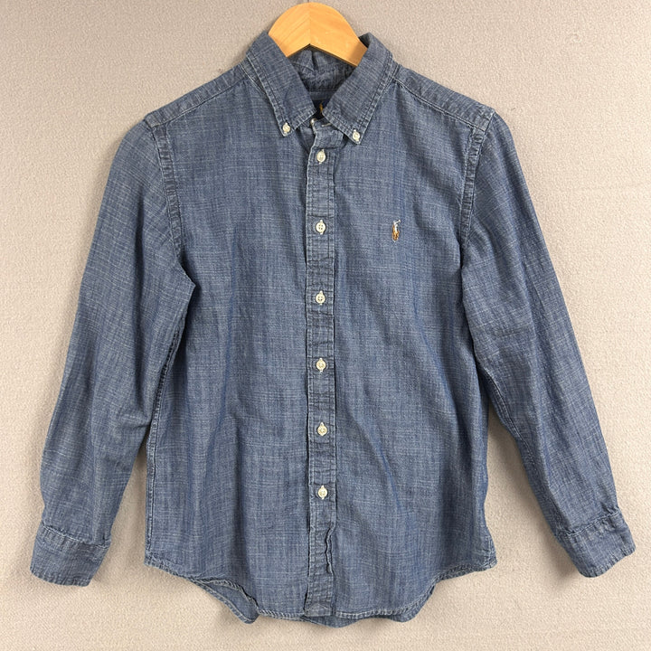 Polo Ralph Lauren Chambray Denim Kids Button Down Shirt Size Large