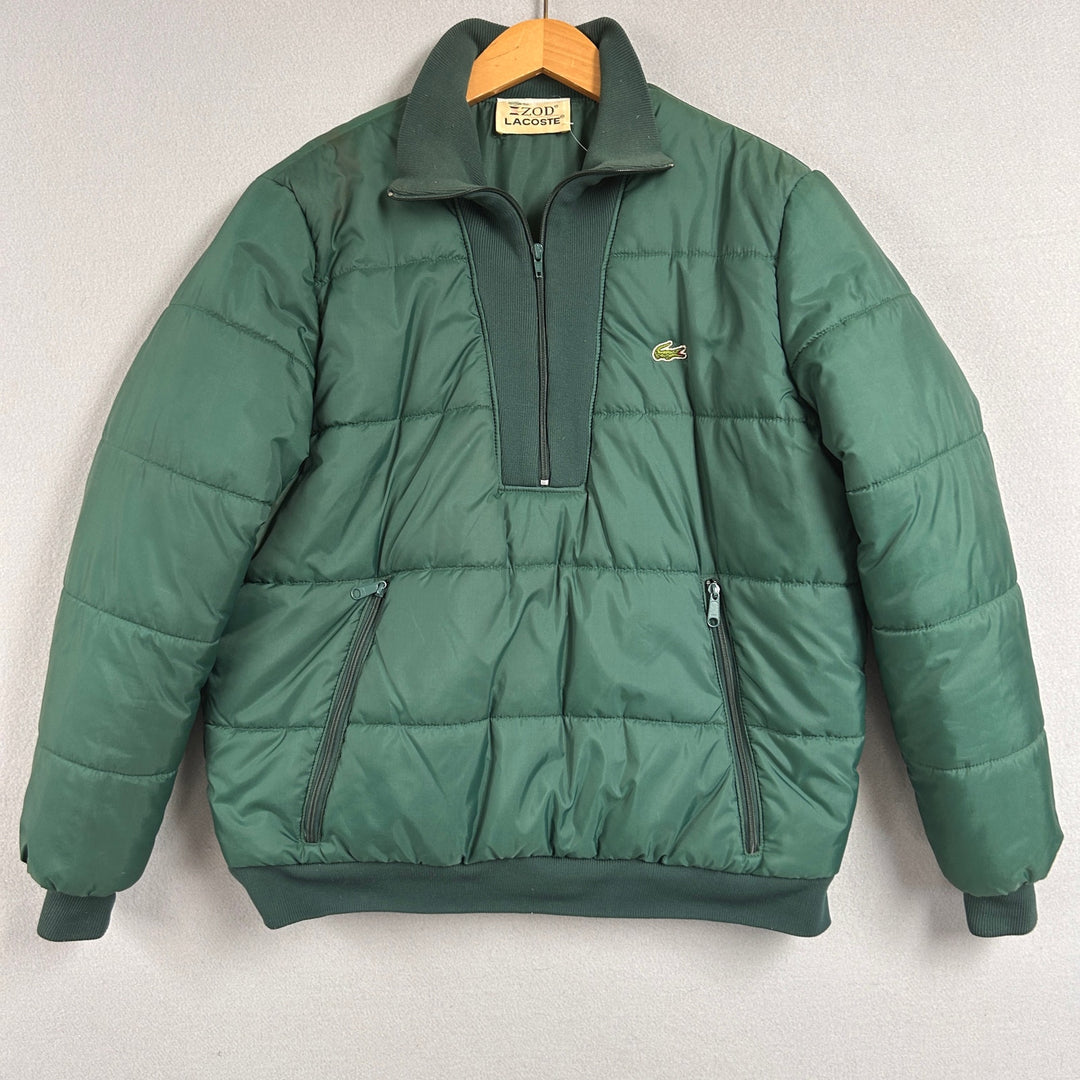 Vintage Izod Lacoste Half Zip Green Puffer Jacket Size Large