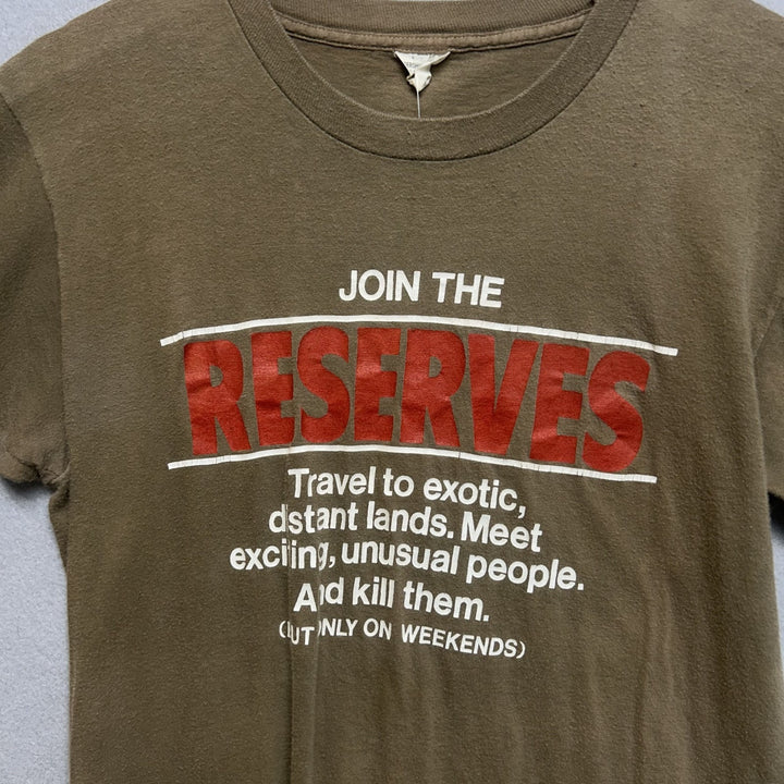 Vintage 90's Military "Join The Reserves" Brown Shirt Size Medium