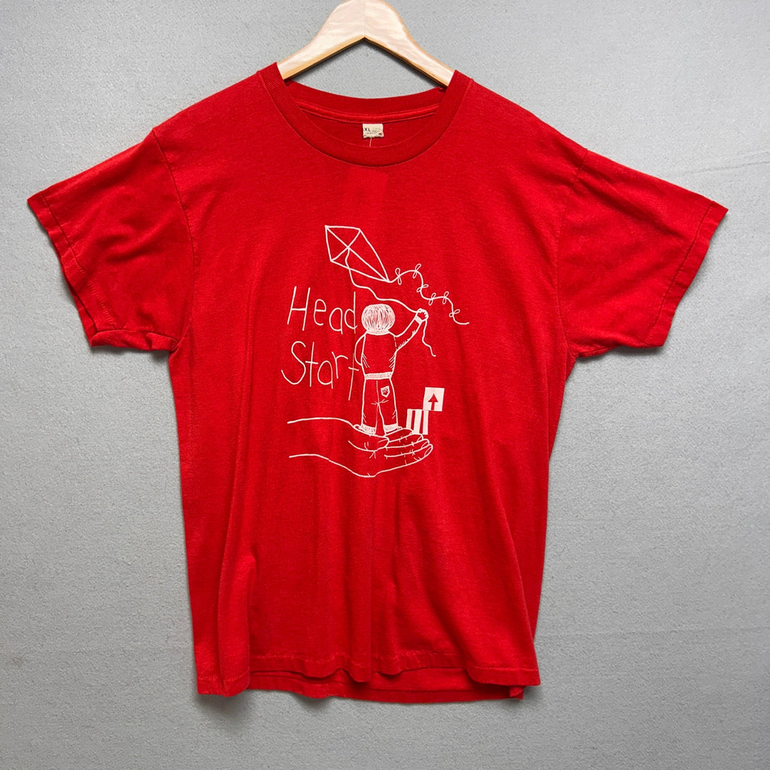 Vintage Head Start Early Education Red Screen Stars Shirt XL
