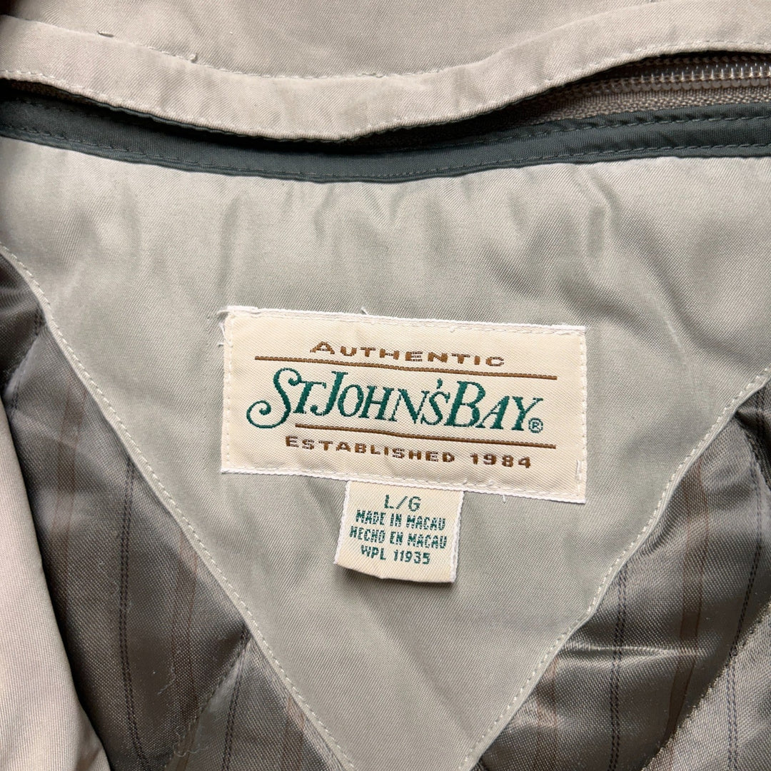Vintage Mens St John's Bay Beige Quilted Lining Winter Coat Jacket Size Large