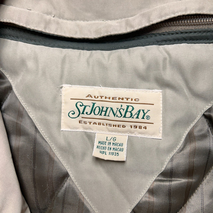 Vintage Mens St John's Bay Beige Quilted Lining Winter Coat Jacket Size Large
