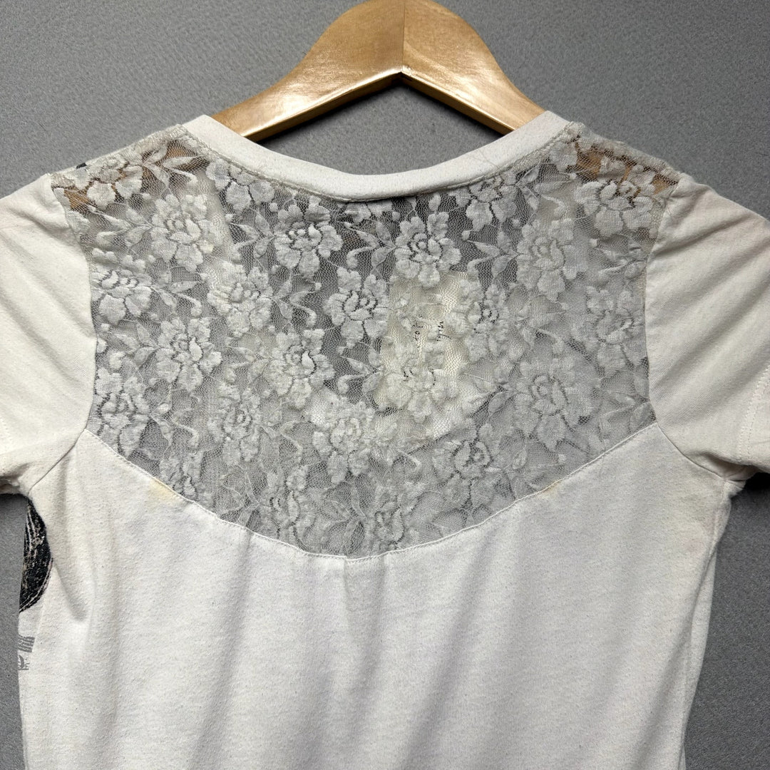 Vintage Vanity Lace Back Y2K T Shirt Size XS