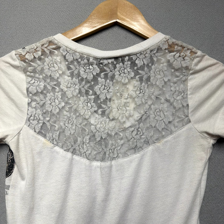 Vintage Vanity Lace Back Y2K T Shirt Size XS