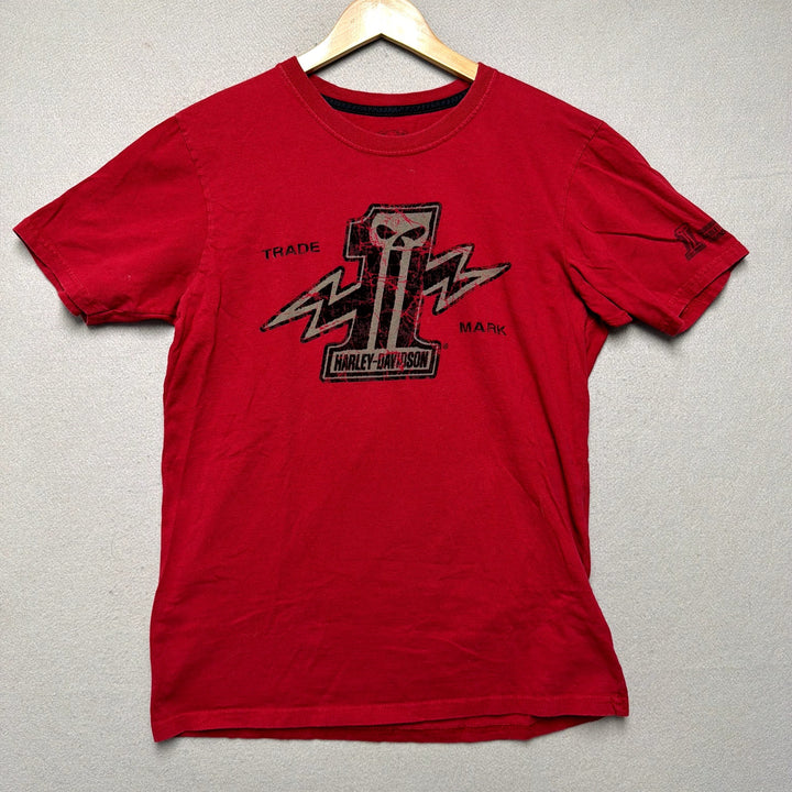 Harley Davidson Red Flocked T Shirt size Medium