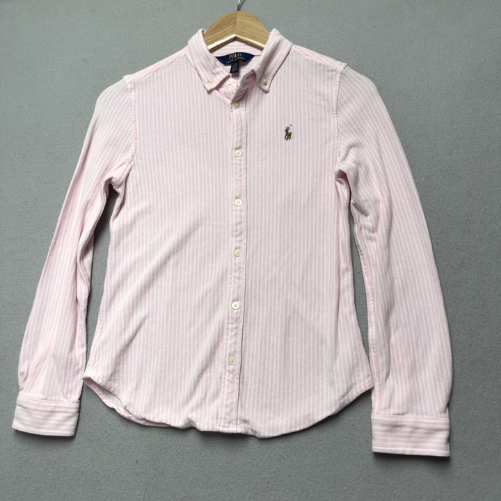 Boys Polo Ralph Lauren Pink Stripe Button Down Shirt Large (12-14)