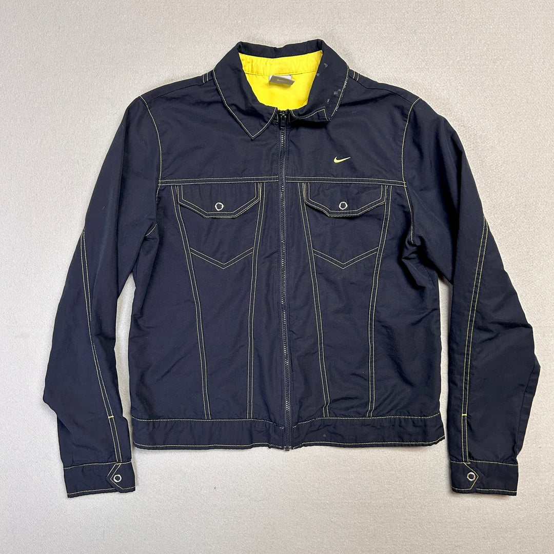 Vintage Y2K Nike Navy and Neon Green Windbreaker Jacket Size Large