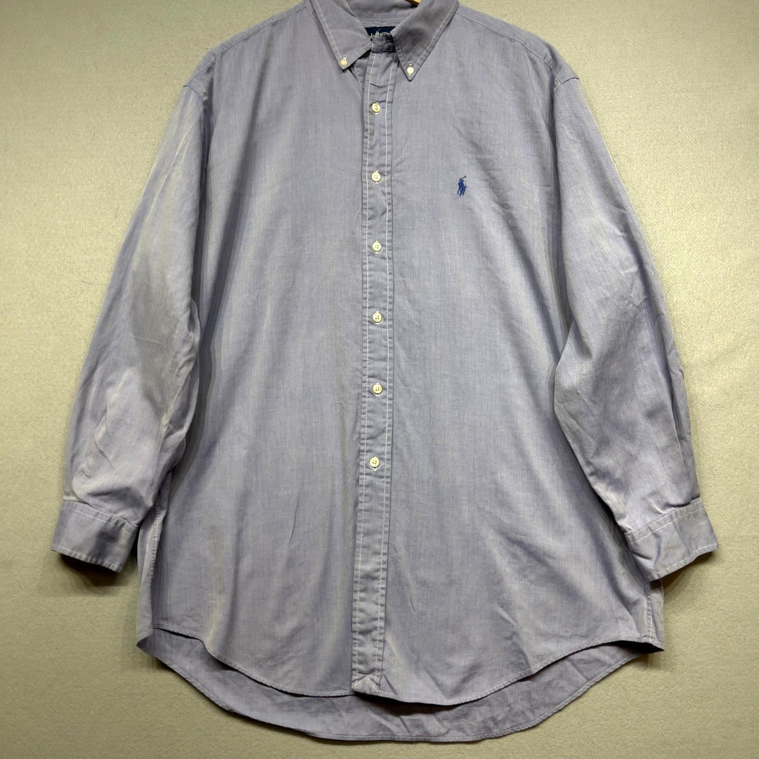 Polo Ralph Lauren Blue Herringbone Yarmouth Shirt Size XL