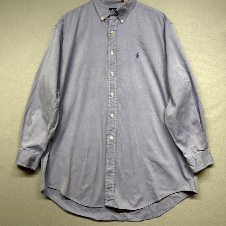 Polo Ralph Lauren Blue Herringbone Yarmouth Shirt Size XL