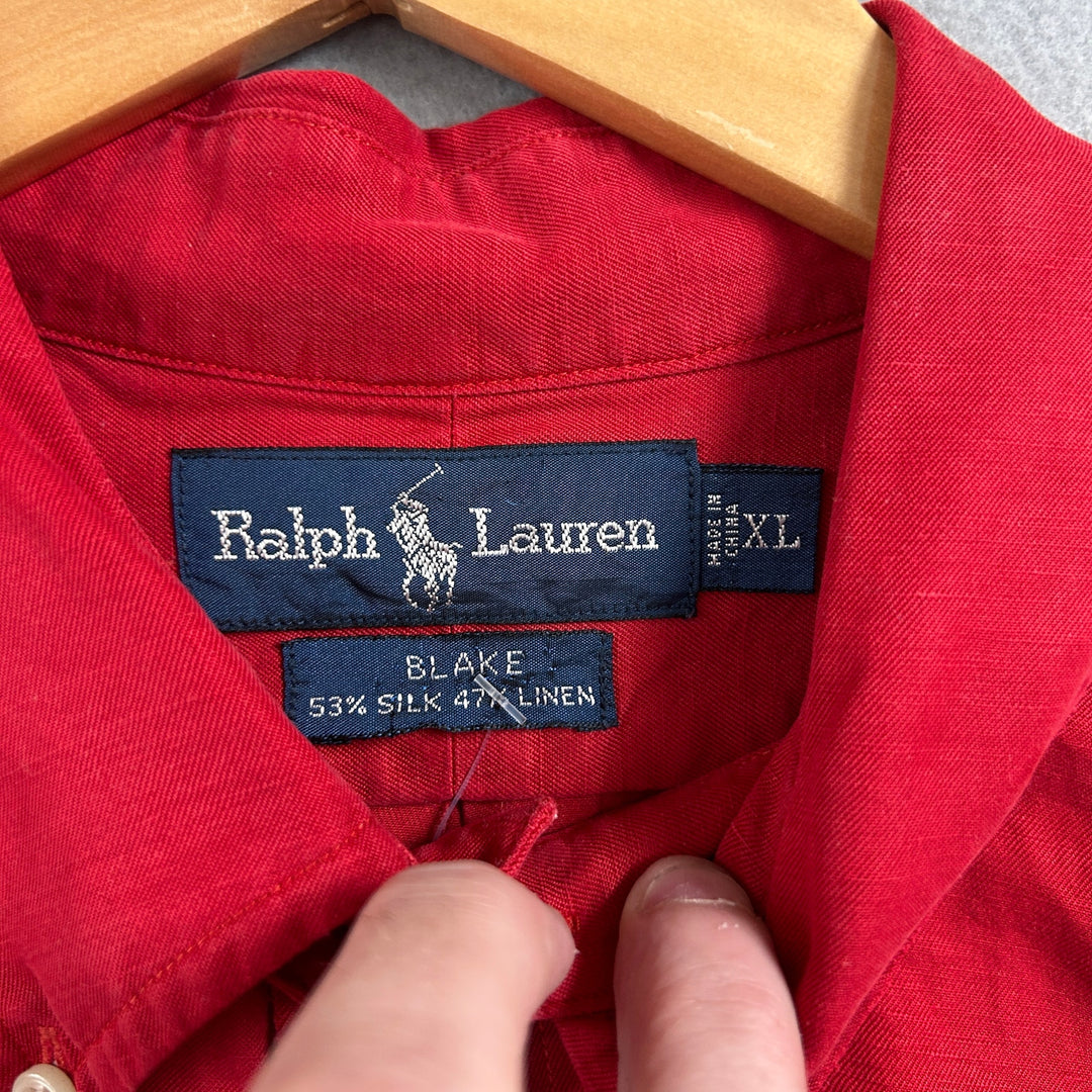 Vintage Polo Ralph Lauren Silk and Linen Blake Button Down Shirt Size XL
