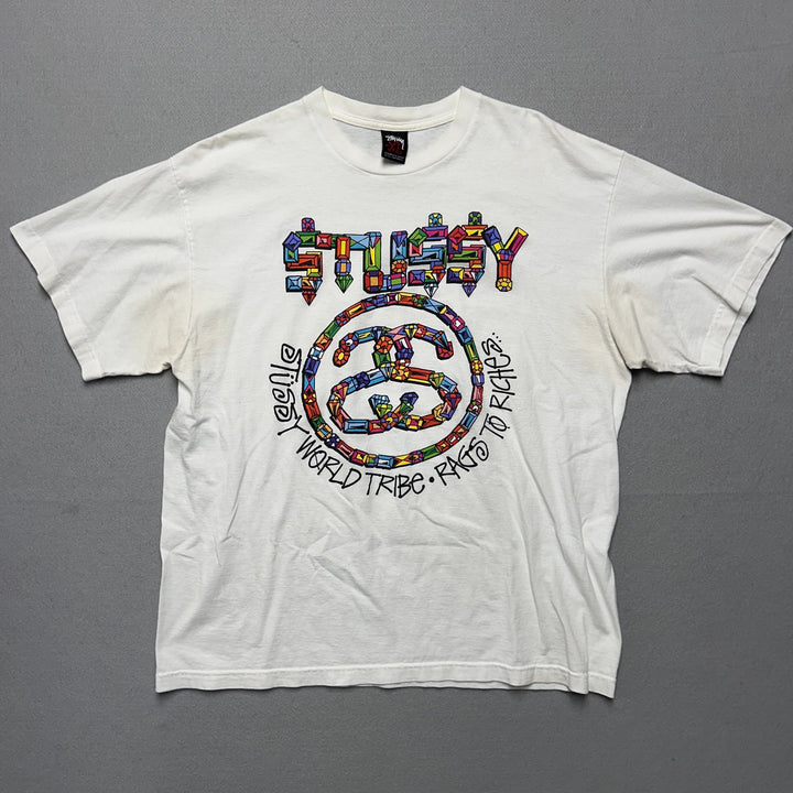 Stussy World Tribe Rags to Riches T Shirt Size XL