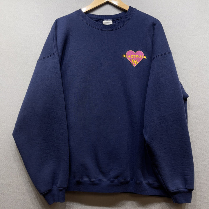 1996 Quality Inn Heart Walk Fundraiser Navy Blue Sweatshirt Size XL