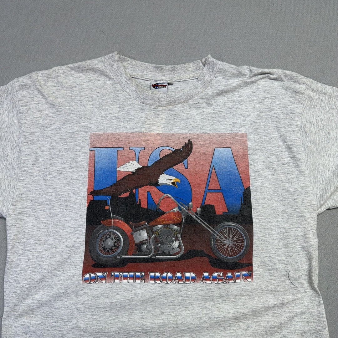 Vintage Harley Davidson USA Crop Top T Shirt Size XL