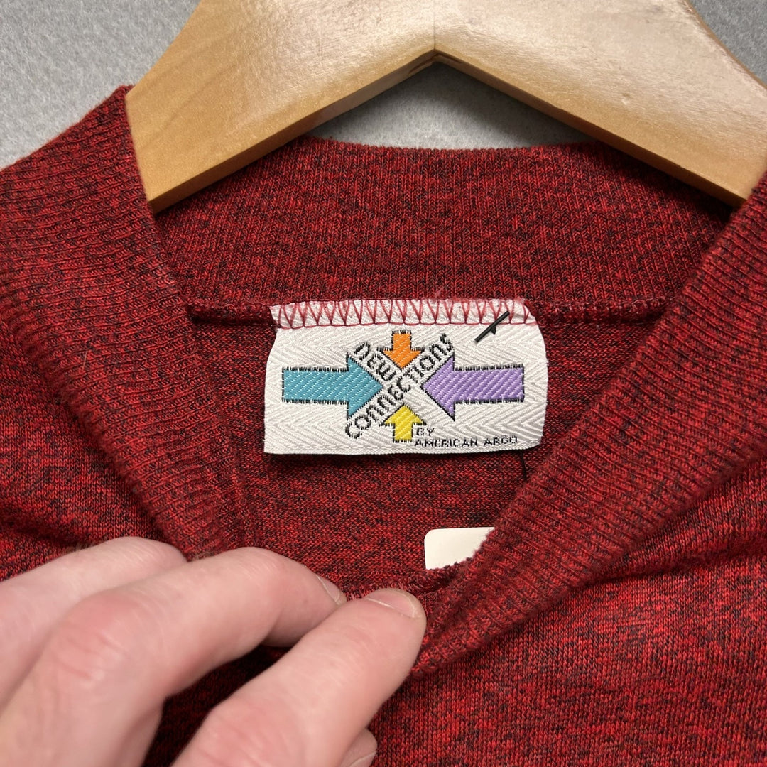 Vintage 90's New Connections Red Heather Long Sleeve Pocket T Shirt Size Medium