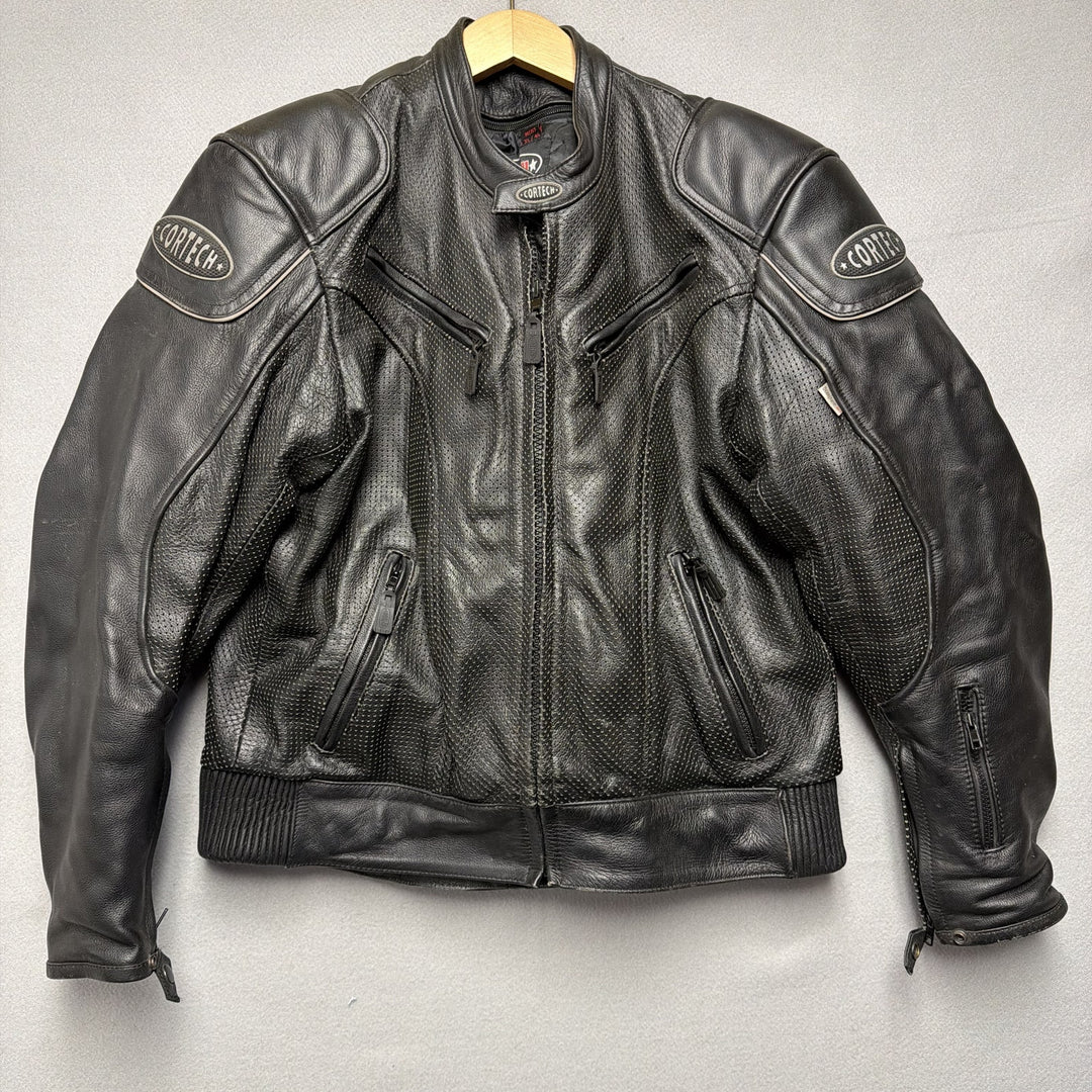 Cortech Padded Motorcycle Riding Leather Jacket Size XL