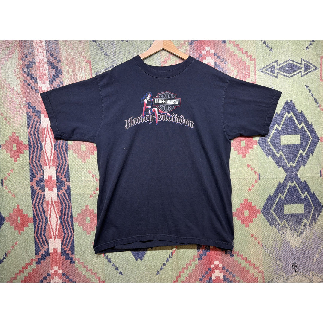 Harley Davidson Goth Pin up Girl Vintage T Shirt Size XL 2000s