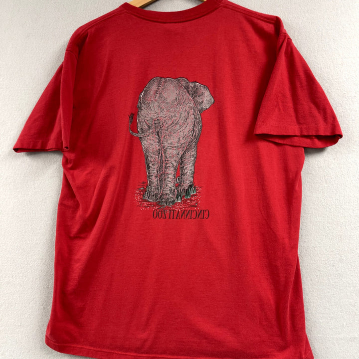 90's Cincinnati Zoo Red Elephant Shirt Double Sided Size Large