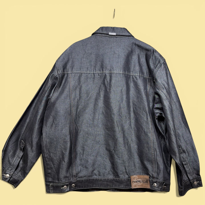 Vintage Mecca Shiny Denim Y2K 2000s Denim Jacket Size XXL
