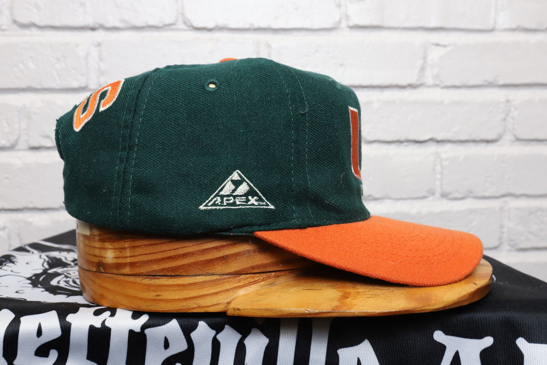 90s Vintage University of Miami Hurricanes Apex One Snapback Hat