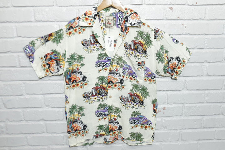 Island Collection Vintage Hawaiian Hot Rod Shirt Medium 2000s