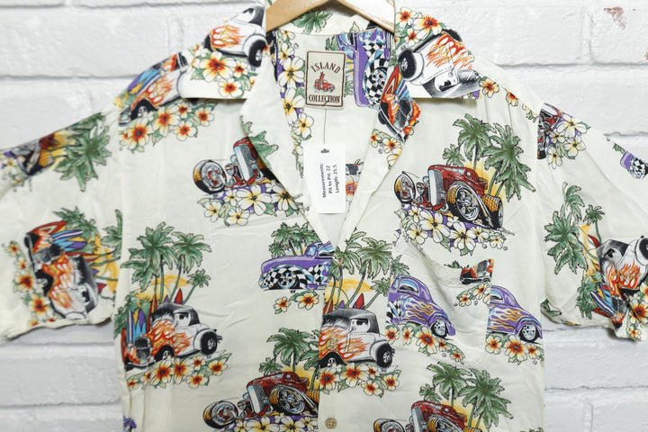 Island Collection Vintage Hawaiian Hot Rod Shirt Medium 2000s