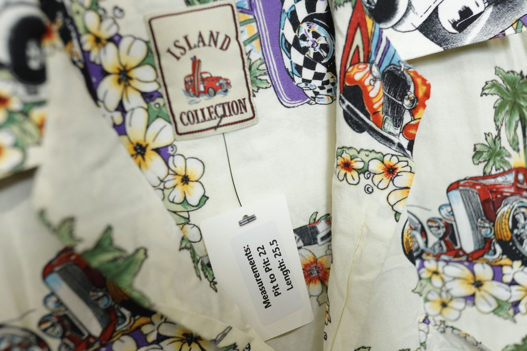 Island Collection Vintage Hawaiian Hot Rod Shirt Medium 2000s