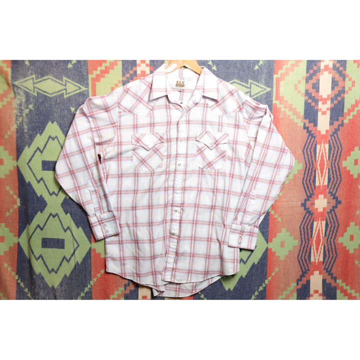 Ely Cattleman Vintage Plaid Shirt Large 90s