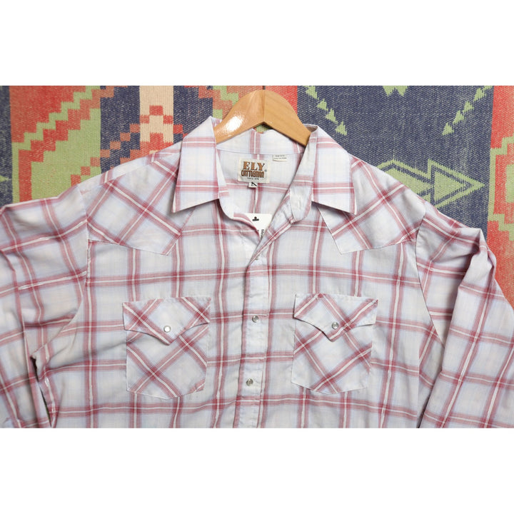 Ely Cattleman Vintage Plaid Shirt Large 90s