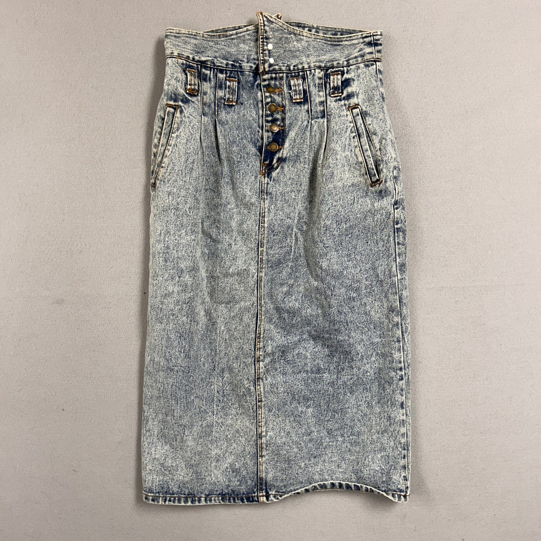 Vintage Gitano Acid Wash Denim Skirt Size 14