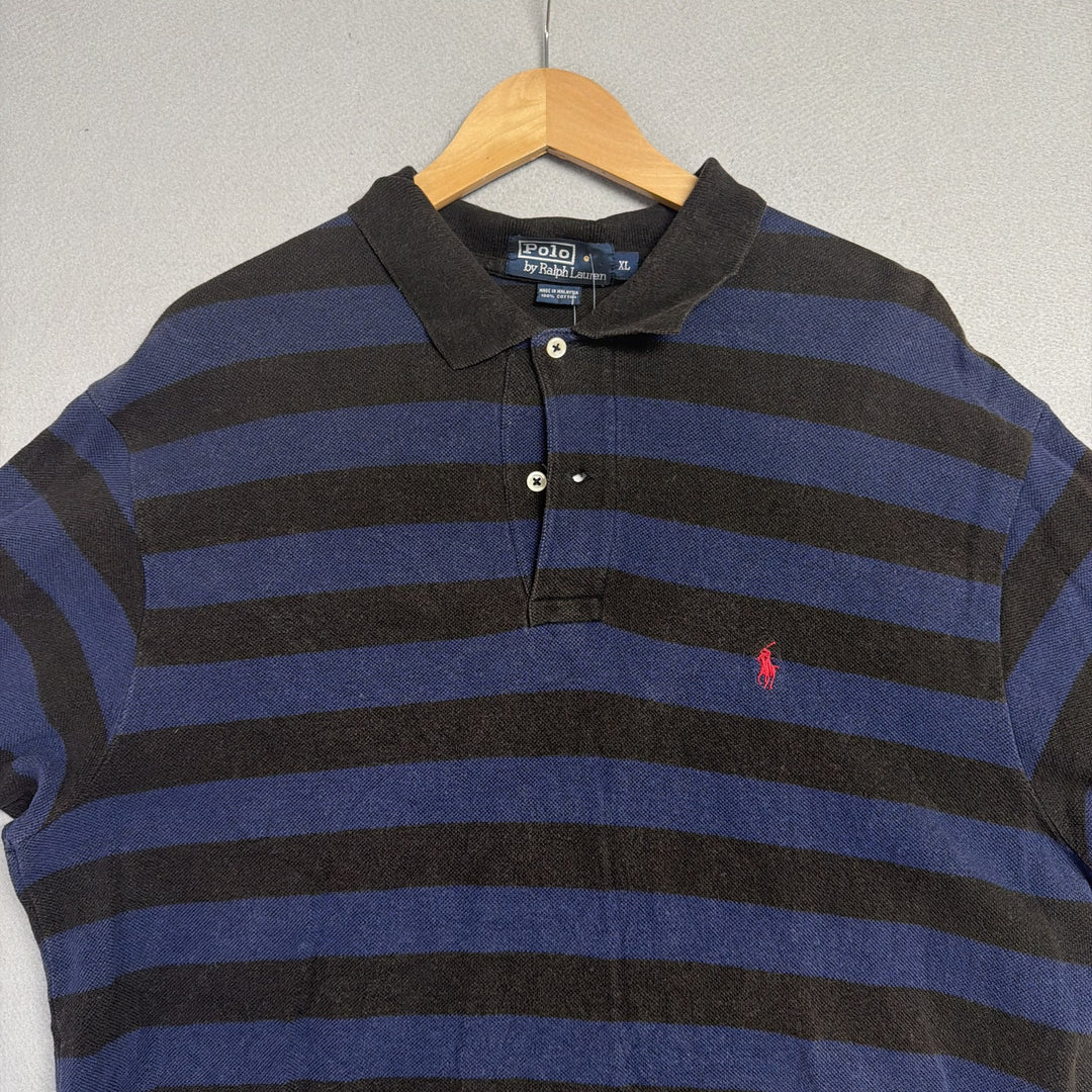 Vintage Ralph Lauren Black and Blue Polo Shirt Size XL