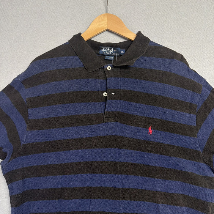 Vintage Ralph Lauren Black and Blue Polo Shirt Size XL