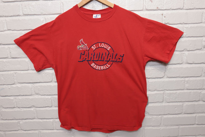 90s St Louis Cardinals Embroidered Logo T Shirt Size Large