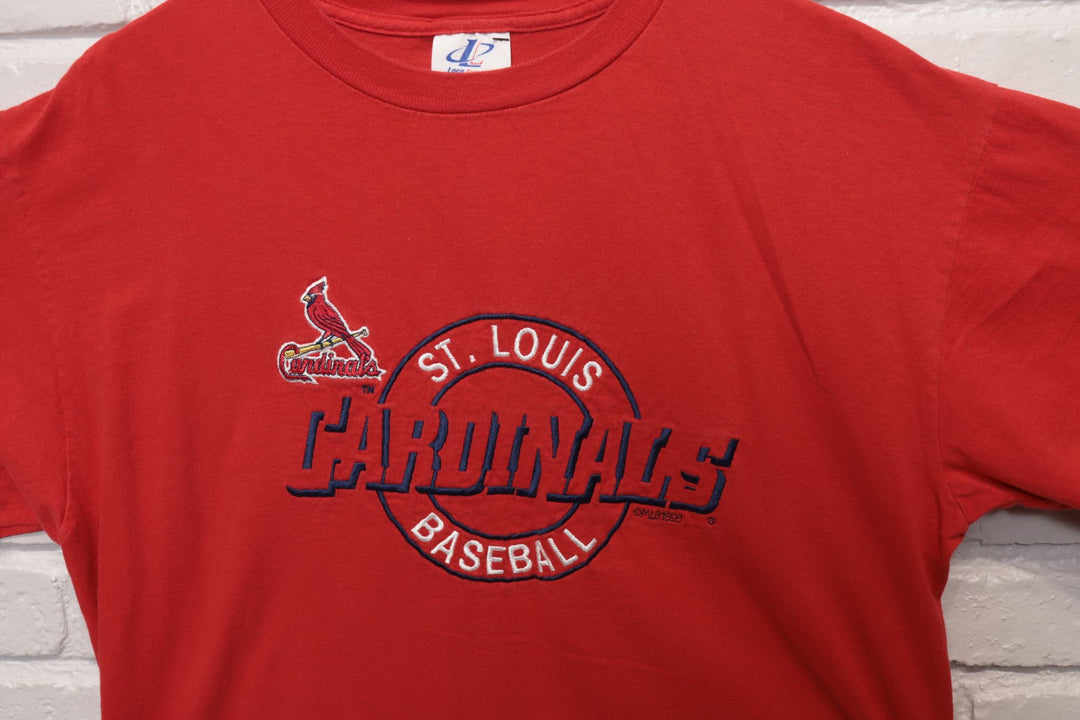 90s St Louis Cardinals Embroidered Logo T Shirt Size Large