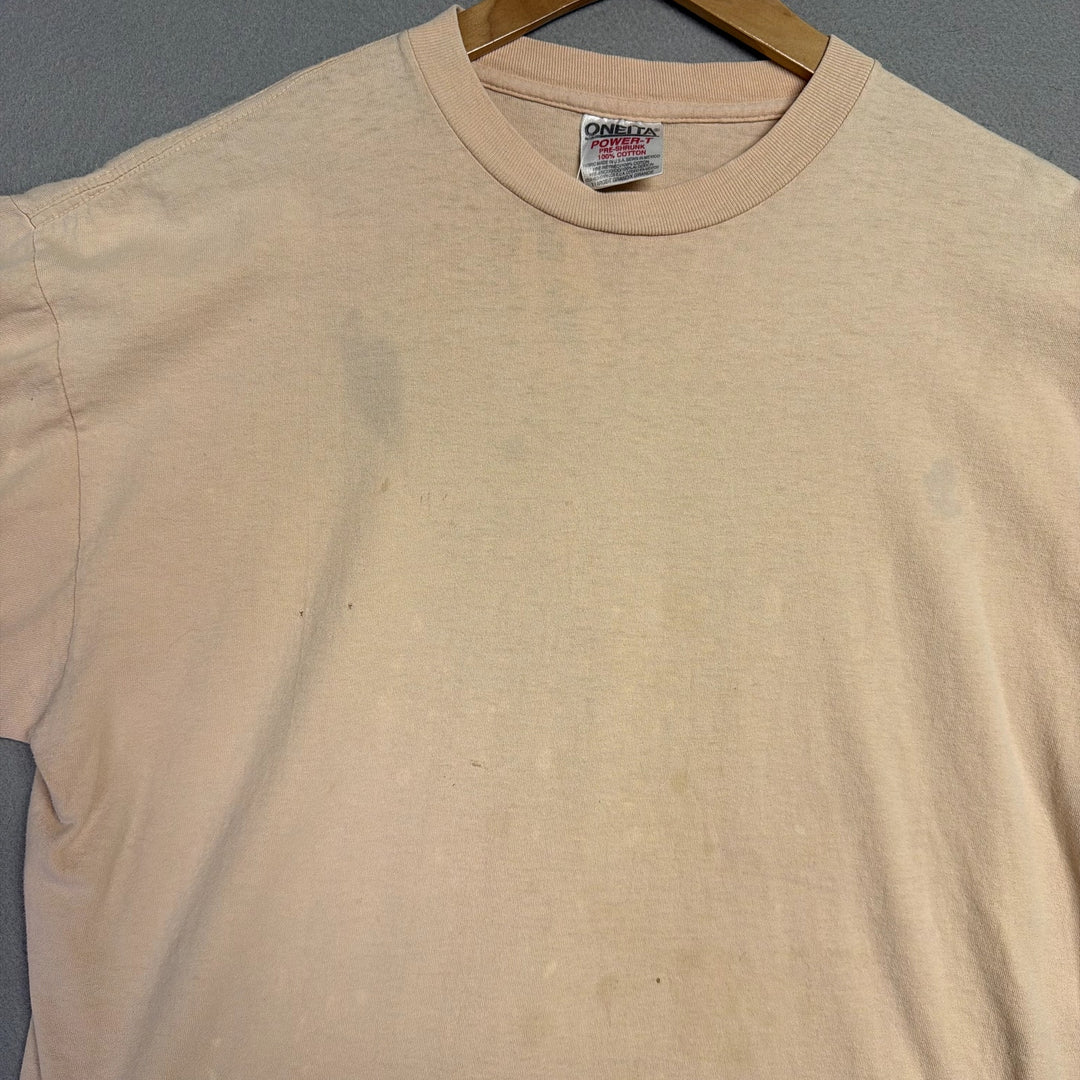 Vintage Oneita Peach Blank T Shirt Size XL