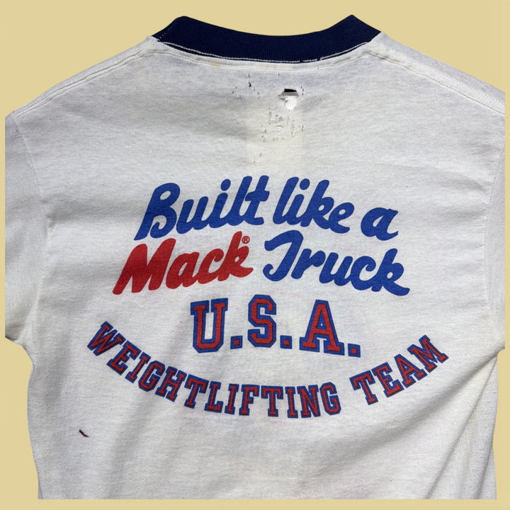 Vintage Mack Trucks USA WeightLifting  80s T Shirt Size Small